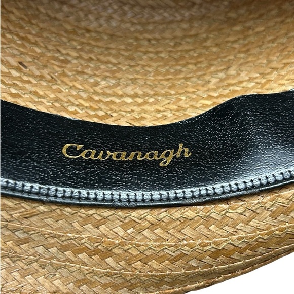 RAT PACK Cavanagh Palm Straw Boater Fedora Hat with in a 7 1/2 - Picture 4 of 7